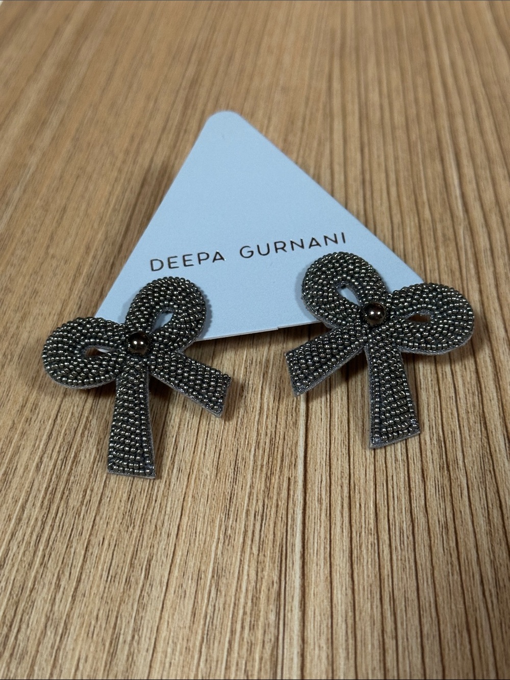 Deepa Gurnani Beaded Bow Drop Earrings